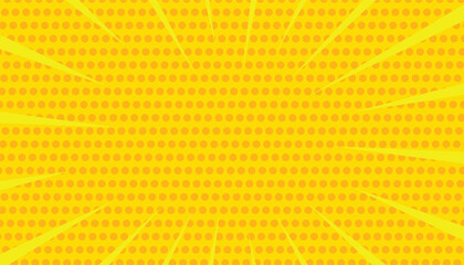 Poster - Comic book pop art strip radial backdrop. vintage pop art yellow background. comic banner vector illustration