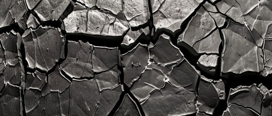 Wall Mural - Panoramic close-up, high detail scan of cracked asphalt material, Generative AI