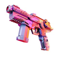 3D Render, Low Poly style of a futuristic laser gun, on isolated white background, Generative AI