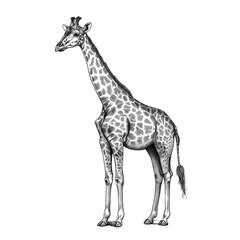 Black And White Drawing Giraffe lllustrations Art, Generative AI