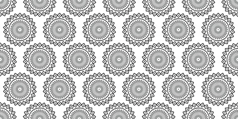 Wall Mural - Seamless geometric pattern, round ethnic elements, ethnic background, vector design
