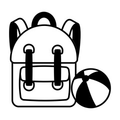 Poster - Travel backpack with beach ball, glyph icon 