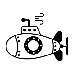 Poster - A glyph style icon of submarine 