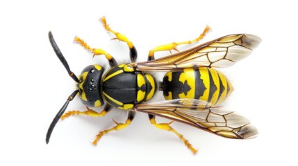 Poster - Common wasp, Vespula vulgaris, European wasp isolated on white, top view 