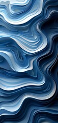 Abstract blue and grey pattern with flowing layered design and waves