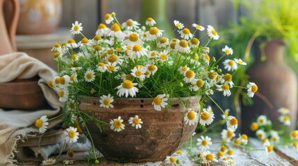 Canvas Print - Medicinal Plant Natural Growth of Pharmacological Chamomile Flowers