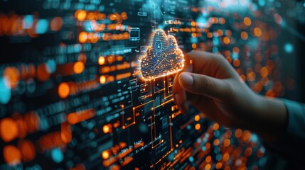 Data science, AI and cloud data concept. Computer programmer.