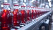 © Paul - Close-up of soda bottles moving through a high-speed conveyor system in a beverage manufacturing facility