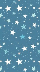 Wall Mural - Blue Wallpaper With White and Blue Stars