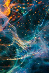 Wall Mural - abstract visualization of network traffic, swirling shapes and colors representing data packets flow