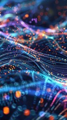 Wall Mural - abstract visualization of network traffic, swirling shapes and colors representing data packets flow
