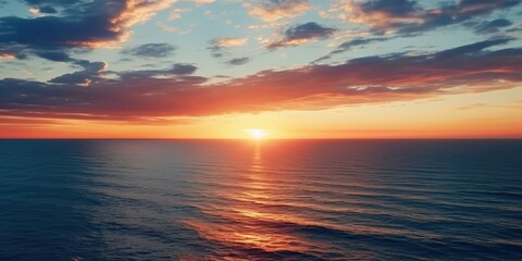 Golden Sunset over the Ocean, A stunning sunset over the vast ocean, A breathtaking sunset over the vast ocean