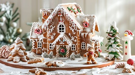 Wall Mural - Gingerbread Delights: Discover the artistry of gingerbread house making, from intricate designs to sugary embellishments.