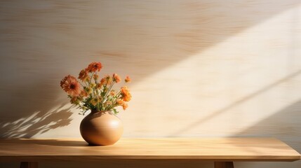 Canvas Print - cozy light wooden table