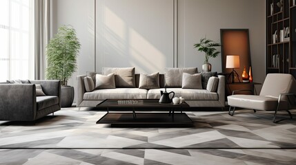 Canvas Print - room gray geometric