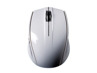 a white computer mouse with a black button