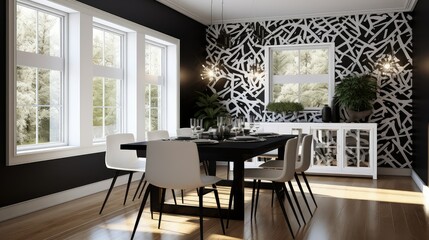 Canvas Print - room interior design black