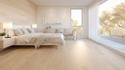 Wall Mural - serene light wood flooring