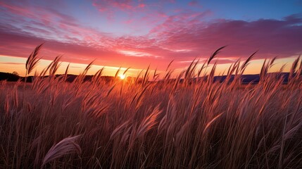 Canvas Print - backdrop sun grass sky