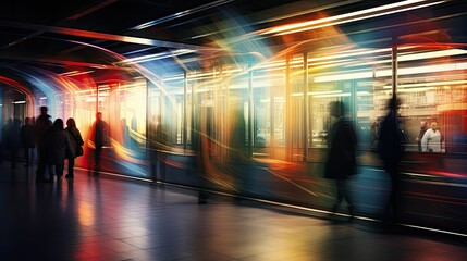 Poster - blending blurred subway interior