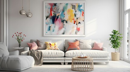 Canvas Print - living white and grey background