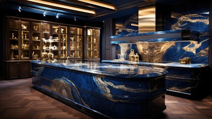 Canvas Print - luxurious blue gold marble