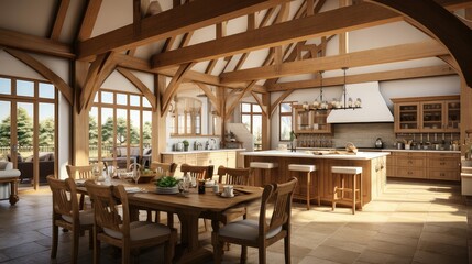 Wall Mural - kitchen interior timber frame