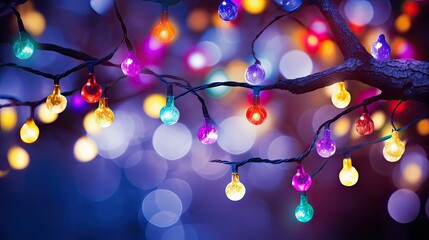 Canvas Print - close christmas lights bokeh