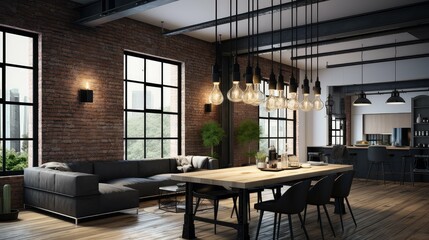 Canvas Print - apartment industrial light fixtures