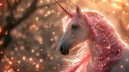 Wall Mural - Magical Unicorn in a Golden Haze