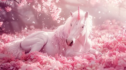 Poster - Magical Unicorn in a Pink Paradise