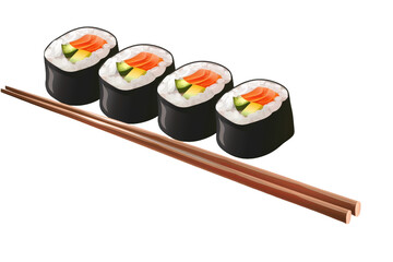 Wall Mural - sushi on a plate isolated on transparent background