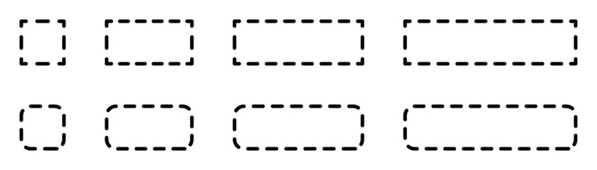 Poster - Set of simple black and white rounded rectangle icons, usable as buttons.