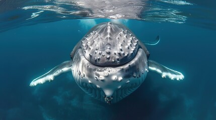 Wall Mural - Humpback Whale Underwater Encounter