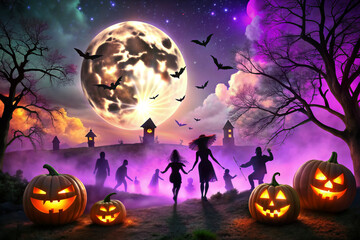 halloween background with pumpkins