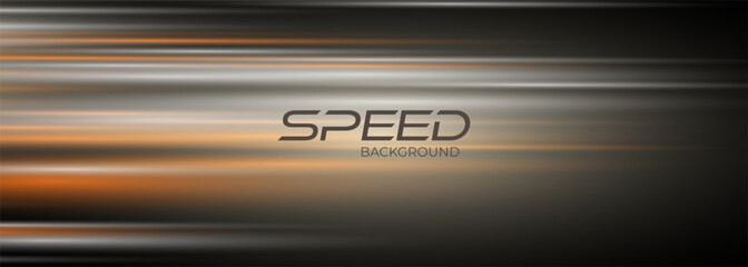 Poster - Modern abstract technology background with glowing high-speed and movement light effect. Speed background with orange and gray motion lines effect. Vector illustration creative wide banner