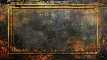 Wall Mural - Grunge background with gold frame