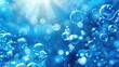 © TheWaterMeloonProjec - Blue bubble abstract background with light and watery glare for product display and artwork design