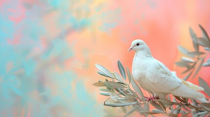 Sticker - White Dove on Olive Branch