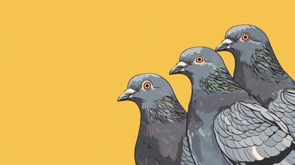 Wall Mural - Wild Pigeons with Space for Text