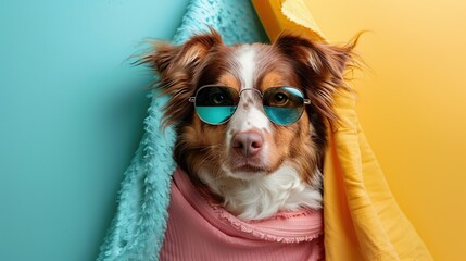 Wall Mural - Cool Dog Wearing Sunglasses