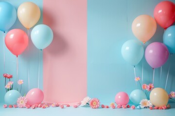Wall Mural - A room with a blue wall and a white floor
