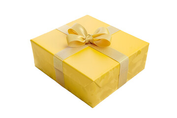 Wall Mural - yellow gift box isolated on transparent background