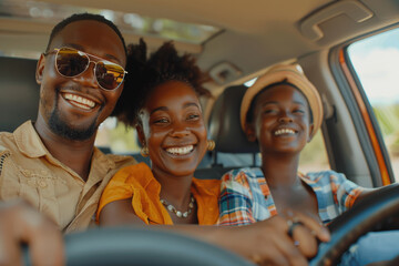 Poster - A family driving a car for a trip