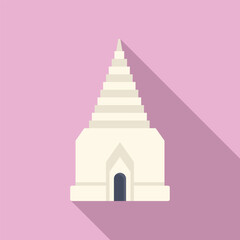 Poster - Simple flat design icon of a white pagoda, a tiered tower typical of buddhist temples in asia