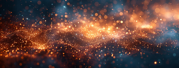 Wall Mural - wide colorful galaxy type background with bright blinking dots in black background 