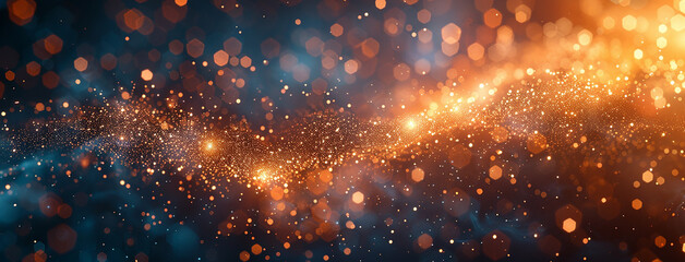Wall Mural - wide sparking firework texture banner with galaxy effect in dark background 