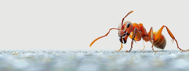  A close-up of a small orange insect on the ground with extended legs and closed eyes
