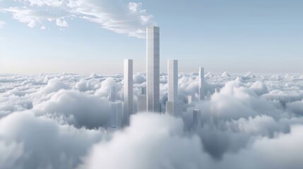 A futuristic cityscape where massive exchanges of energy occur between towering structures, representing economic growth and technological expansion