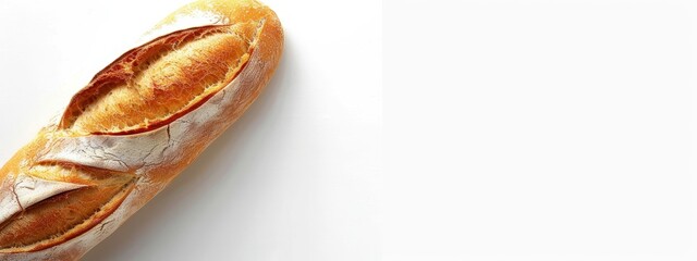 Sticker -  A long loaf of bread atop a white counter, beside a singular slice nearby